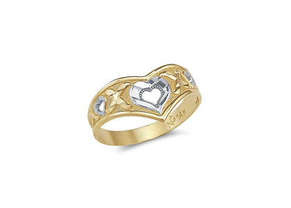 Two Tone Plated Ladies Heart Ring